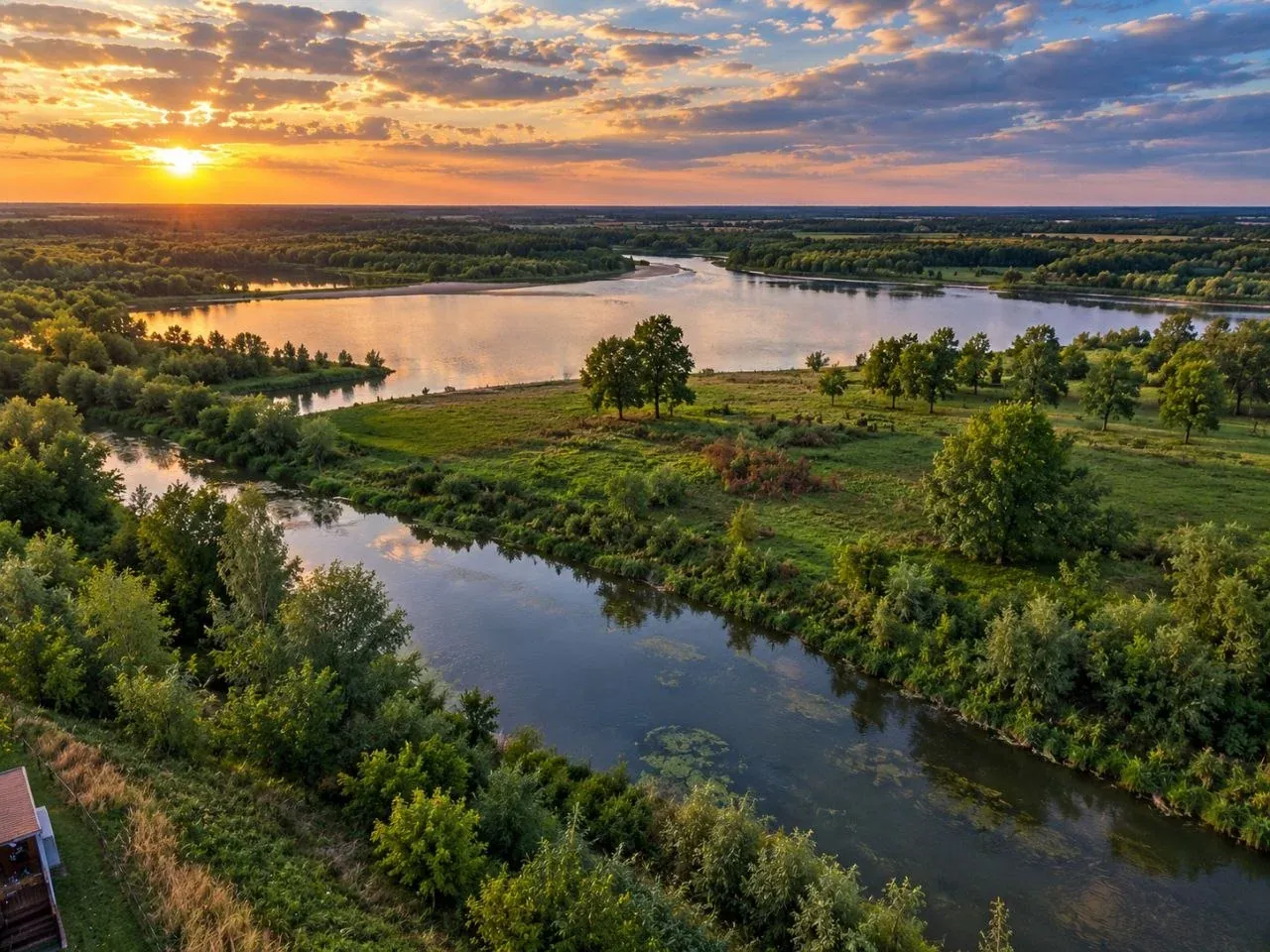 Излучина реки на закате